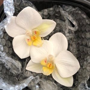 Orchid flower hair clips